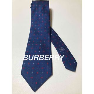 バーバリー(BURBERRY)の美品◾️ロゴ入り　 BURBERRY バーバリー　ロンドン　ネイビー　シルク(ネクタイ)