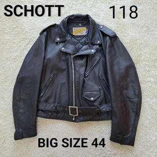 ショット(schott)の【キングサイズ44】ショット　118　ダブルライダースジャケット　ブラック(ライダースジャケット)