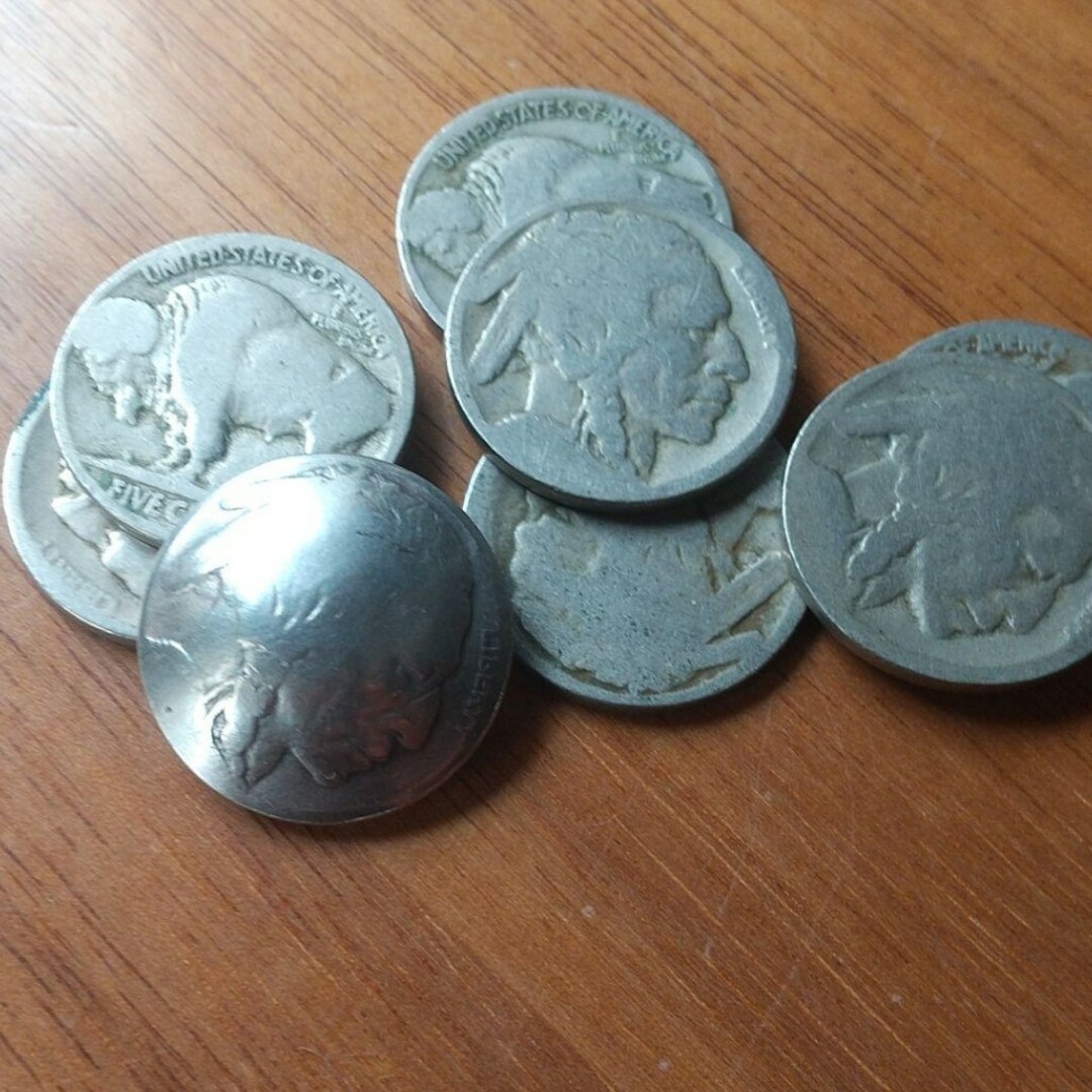 アメリカ 5セント コイン コンチョ インディアン ループ式 ハンドメイドの素材/材料(各種パーツ)の商品写真