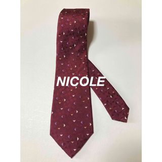 ニコル(NICOLE)の美品◾️NICOLE ニコル　幾何学　シルク　ワインレッド(ネクタイ)