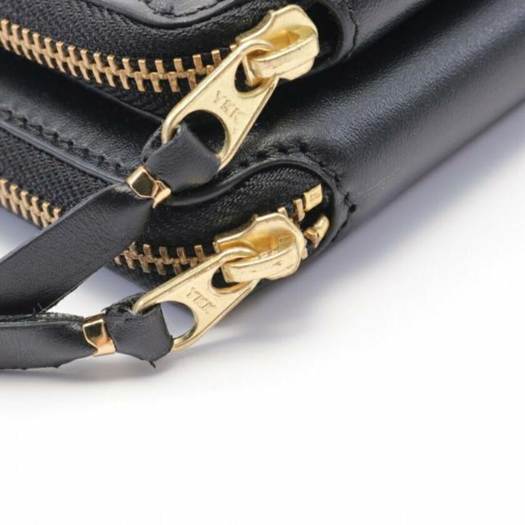 COMME des GARCONS(コムデギャルソン)のアウトサイドポケットウォレット ラウンドファスナー二つ折り財布 レザー ブラック レディースのファッション小物(財布)の商品写真