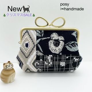 mina perhonen - ミナペルホネンハンドメイドがま口リボン口金マチあり ... ★訳あり★ミナペルホネン ハンドメイド 親子がま口 タンバリン パッチワーク