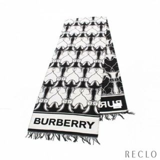 バーバリー(BURBERRY)の マフラー ウサギ柄 ウール シルク ホワイト ブラック(マフラー/ショール)