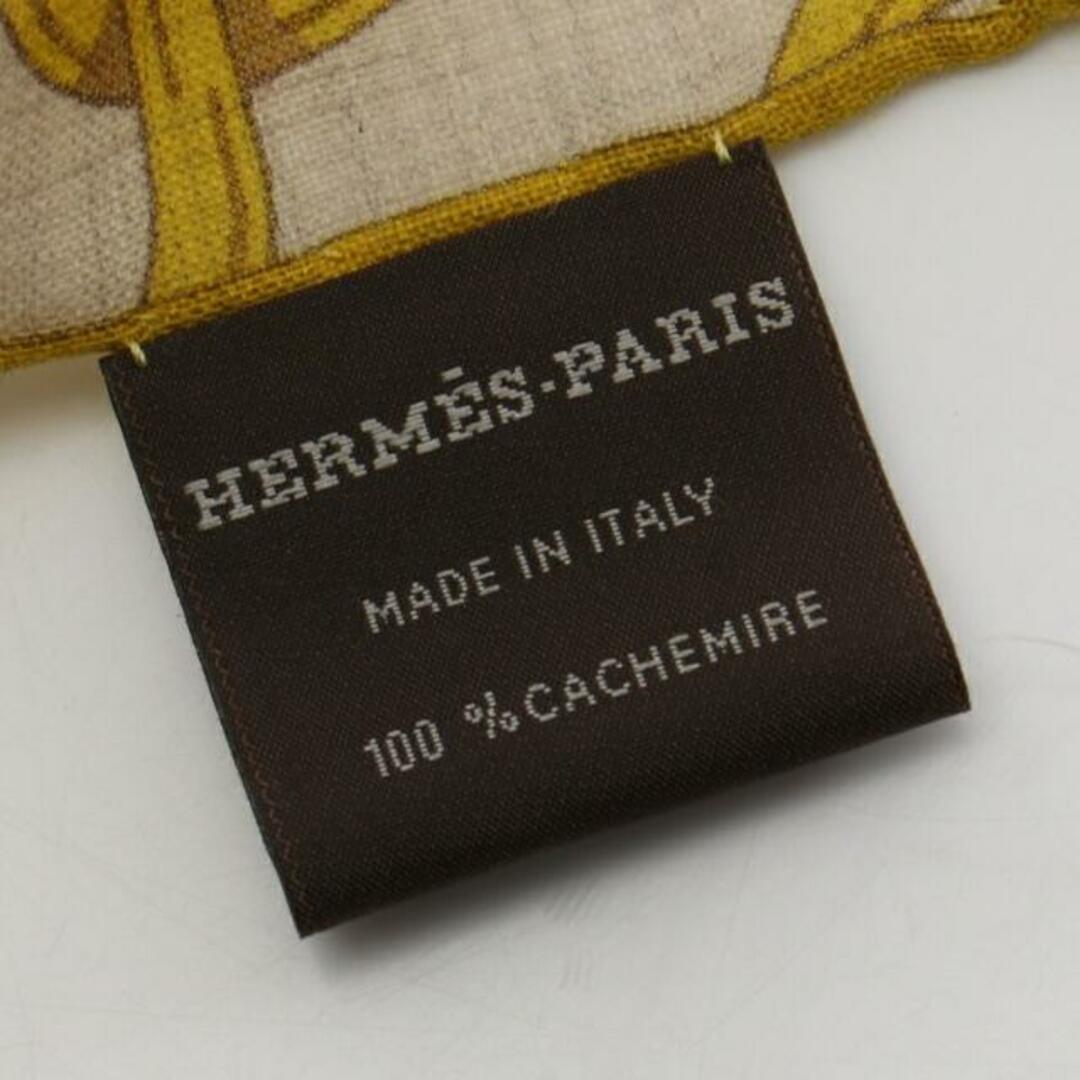 Hermes(エルメス)の「MAILLONS EN CHAINES」 ストール カシミヤ ベージュ イエロー ブラウン レディースのファッション小物(ストール/パシュミナ)の商品写真