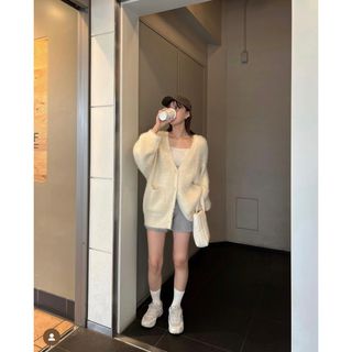 クラネ(CLANE)のamiur shaggy over size cardigan(カーディガン)