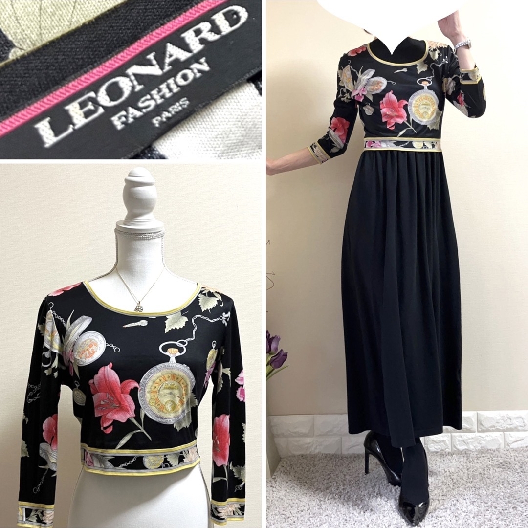 LEONARD - 希少!レオナール LEONARD 七分袖 カットソー クロップド丈
