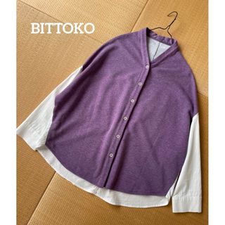 BITTOKO  布帛切替ニットシャツ  切替ドルマンカットソー　38 L(カットソー(長袖/七分))