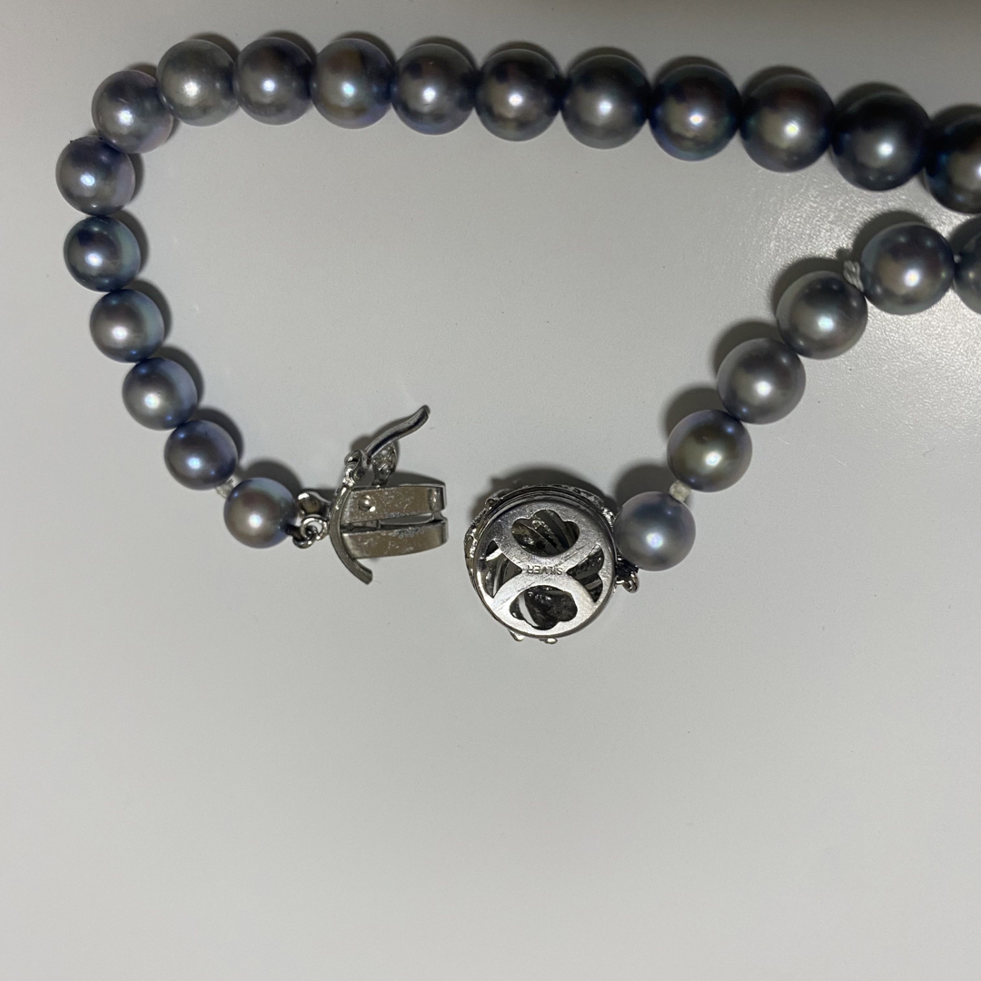 あこや真珠　ネックレス  ナチュラルブルー　真珠　パール　シルバー刻印　希少 レディースのアクセサリー(ネックレス)の商品写真