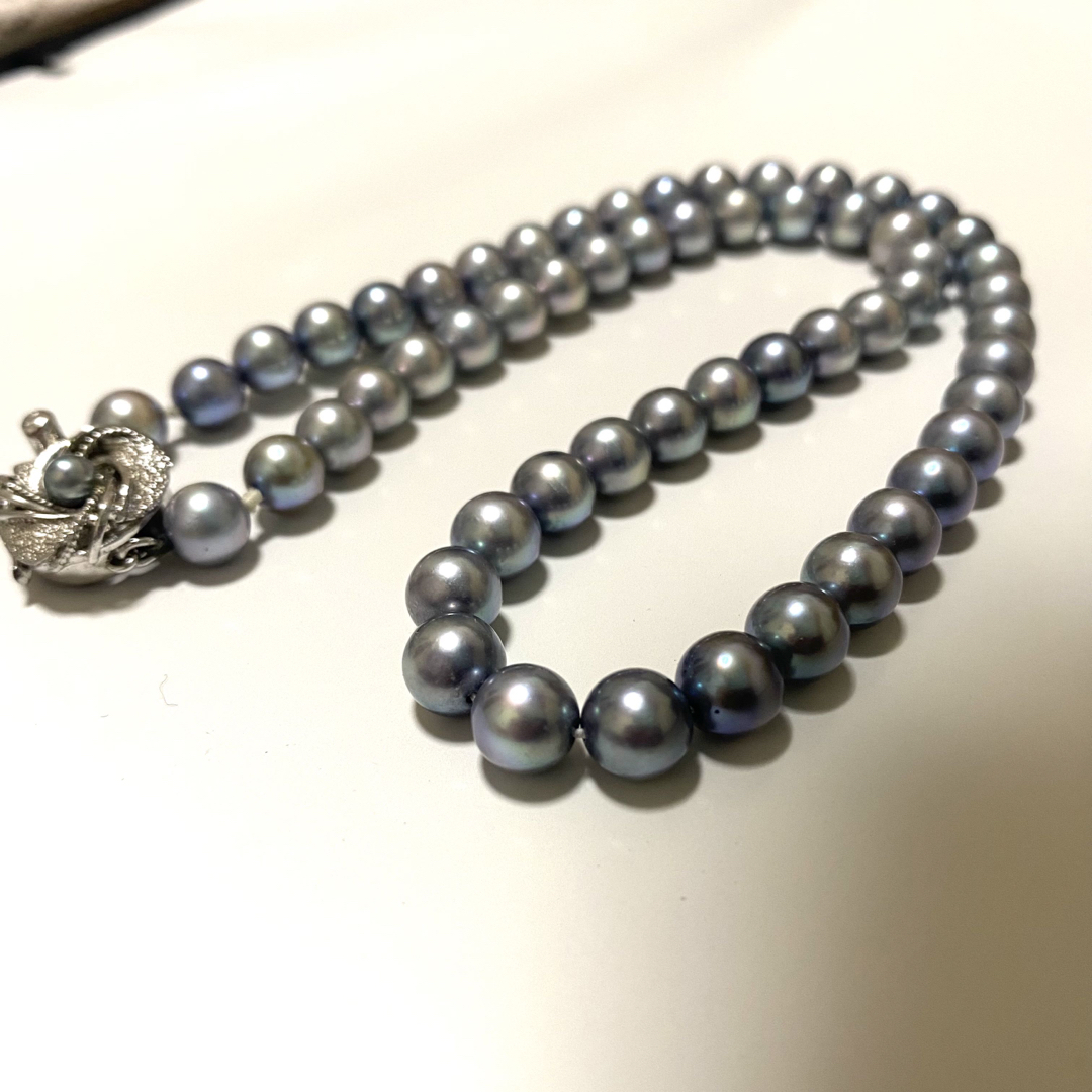 あこや真珠　ネックレス  ナチュラルブルー　真珠　パール　シルバー刻印　希少 レディースのアクセサリー(ネックレス)の商品写真
