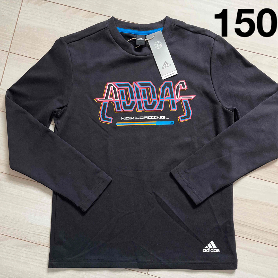 adidas(アディダス)の新品　アディダス  長袖　Tシャツ　150 ブラック キッズ/ベビー/マタニティのキッズ服男の子用(90cm~)(Tシャツ/カットソー)の商品写真