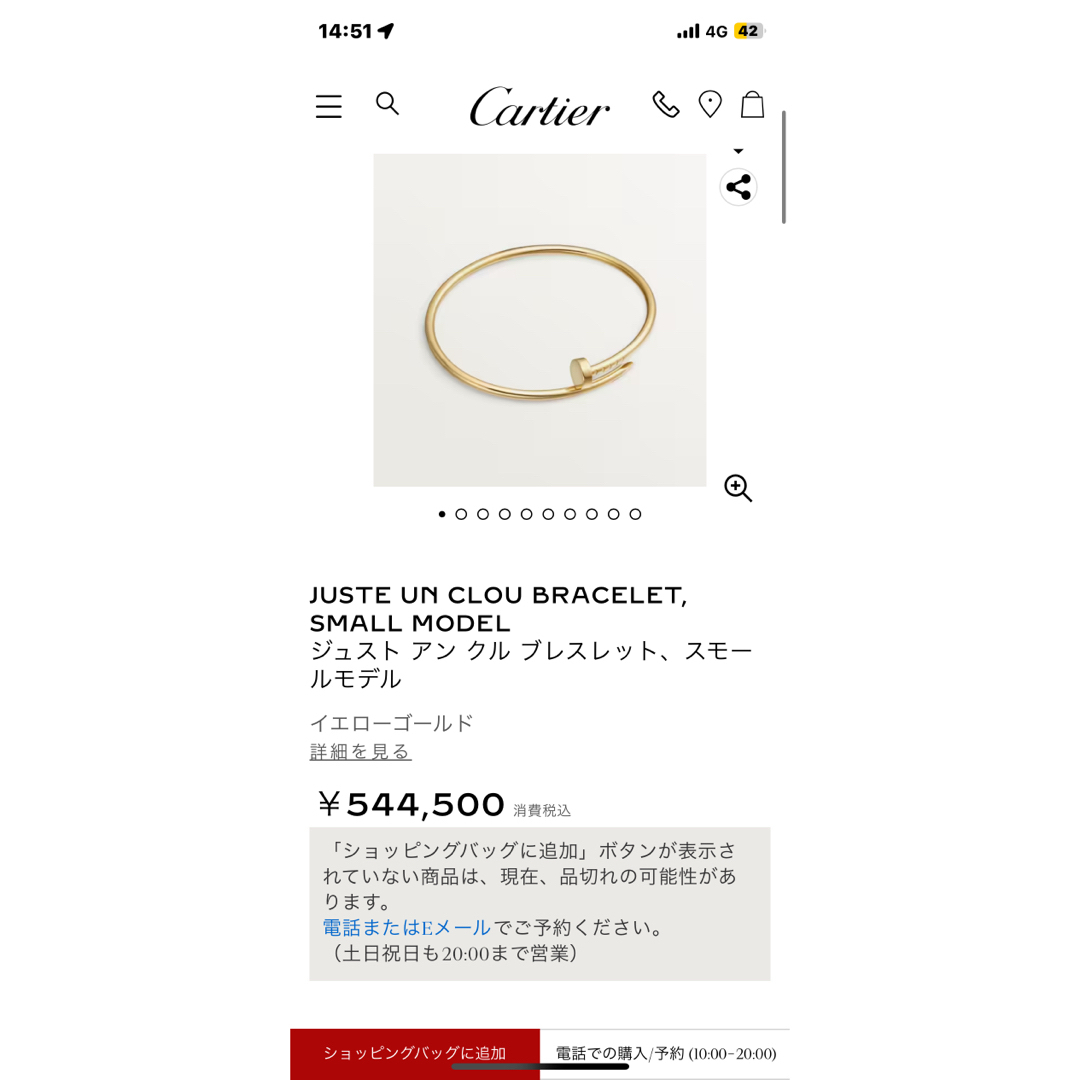 Cartier(カルティエ)のカルティエ　ジュストアンクル　ブレスレット　＃17 メンズのアクセサリー(ブレスレット)の商品写真