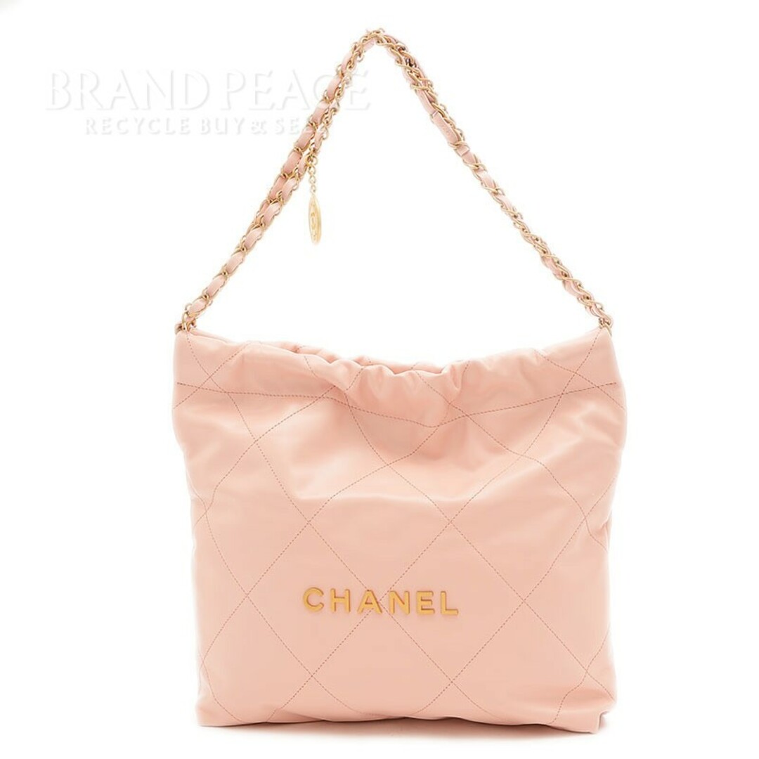 シャネル CHANEL22 スモール チェーンバッグ カーフスキン ピンク ASショルダーバッグ