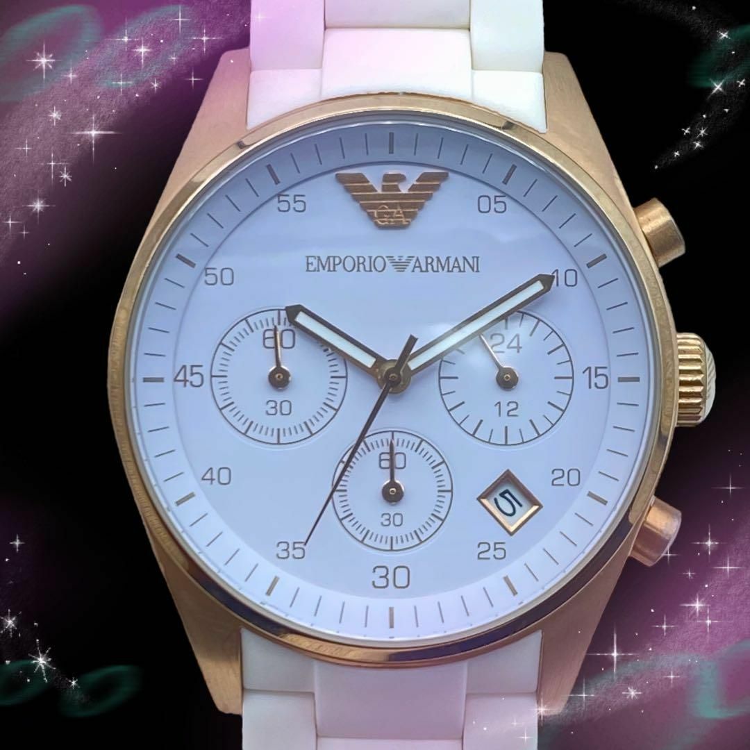 《美品　稼動品》　エンポリオアルマーニ　クロノグラフ　防水　レディース腕時計