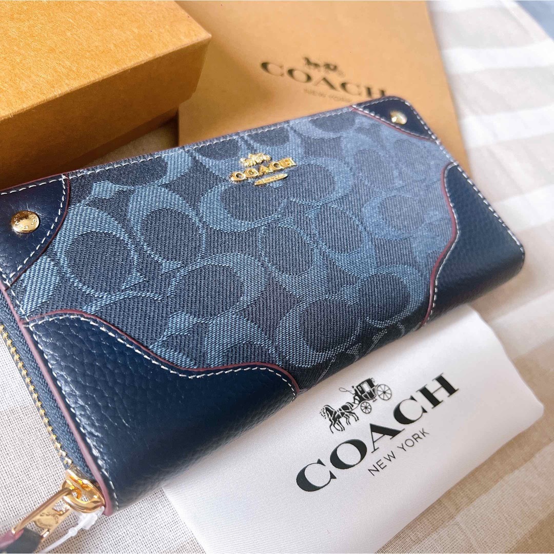 ランキング入賞商品 COACH 長財布 長 デニム シグネチャー ロング ...