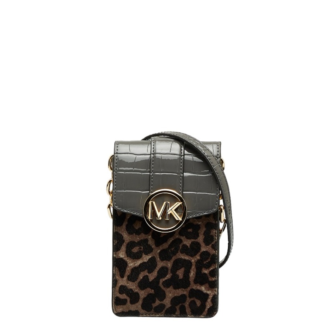 美品 マイケルコース レオパード 斜め掛け ミニ ショルダーバッグ レザー レディース Michael Kors 【1-0122617】