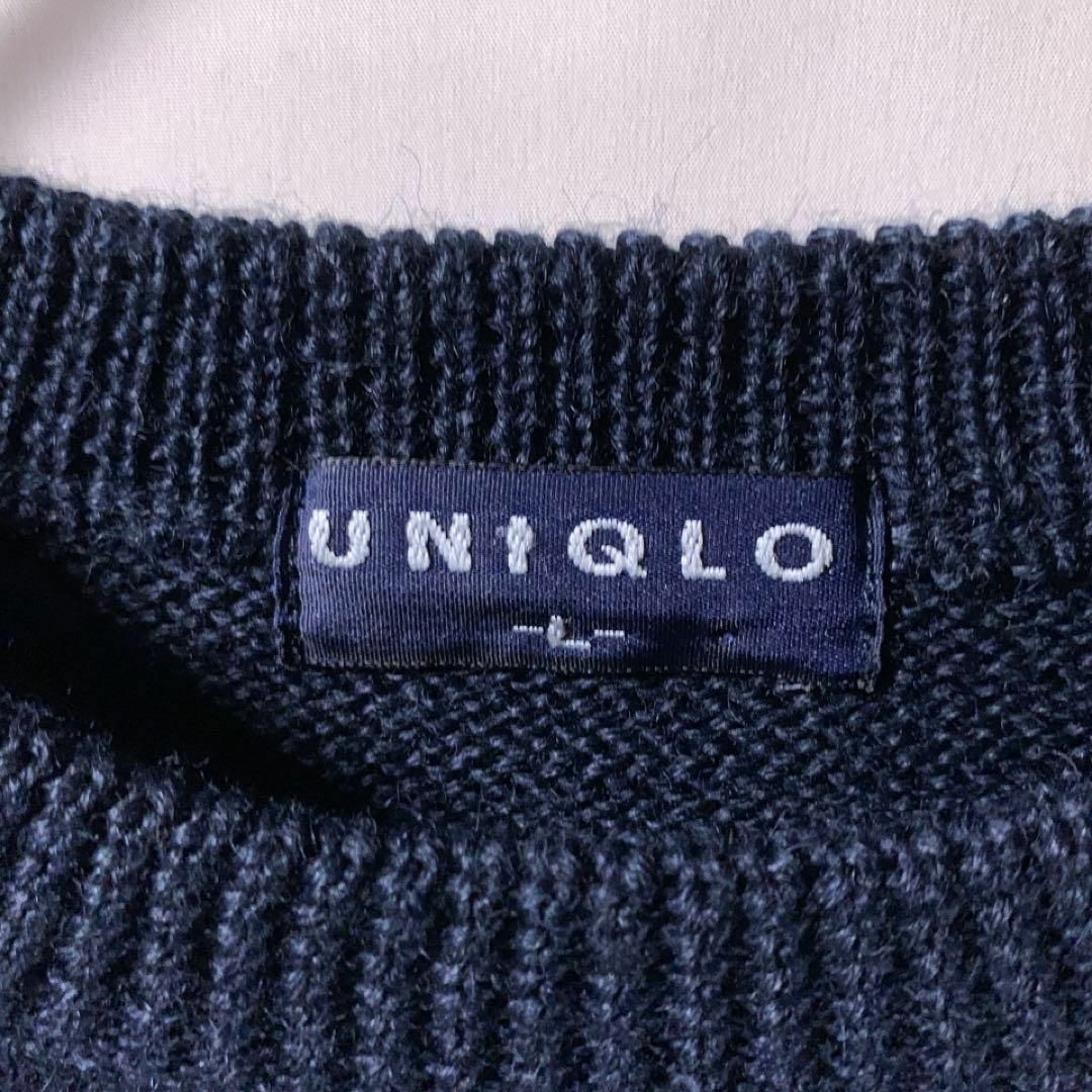 UNIQLO(ユニクロ)の90s 古着 オールドユニクロ 紺タグ アーガイル ニット セーター ネイビー メンズのトップス(ニット/セーター)の商品写真