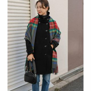 アーバンリサーチドアーズ(URBAN RESEARCH DOORS)の【BLACK】ショールカラー2wayロングコート(ピーコート)