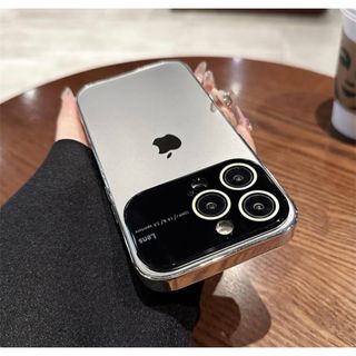 iPhone15 Pro Max ガラスレンズカバー付き保護ケース　チタニウマ色(iPhoneケース)