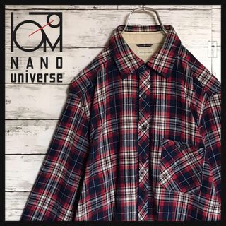 ナノユニバース(nano・universe)の【人気定番】ナノユニバース チェックシャツ　スリム　赤　紺　C199(シャツ)