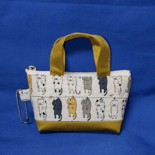 猫柄　洗濯猫　トートバッグ型ミニポーチ/小物入れ/ポーチ　ハンドメイド(ポーチ)