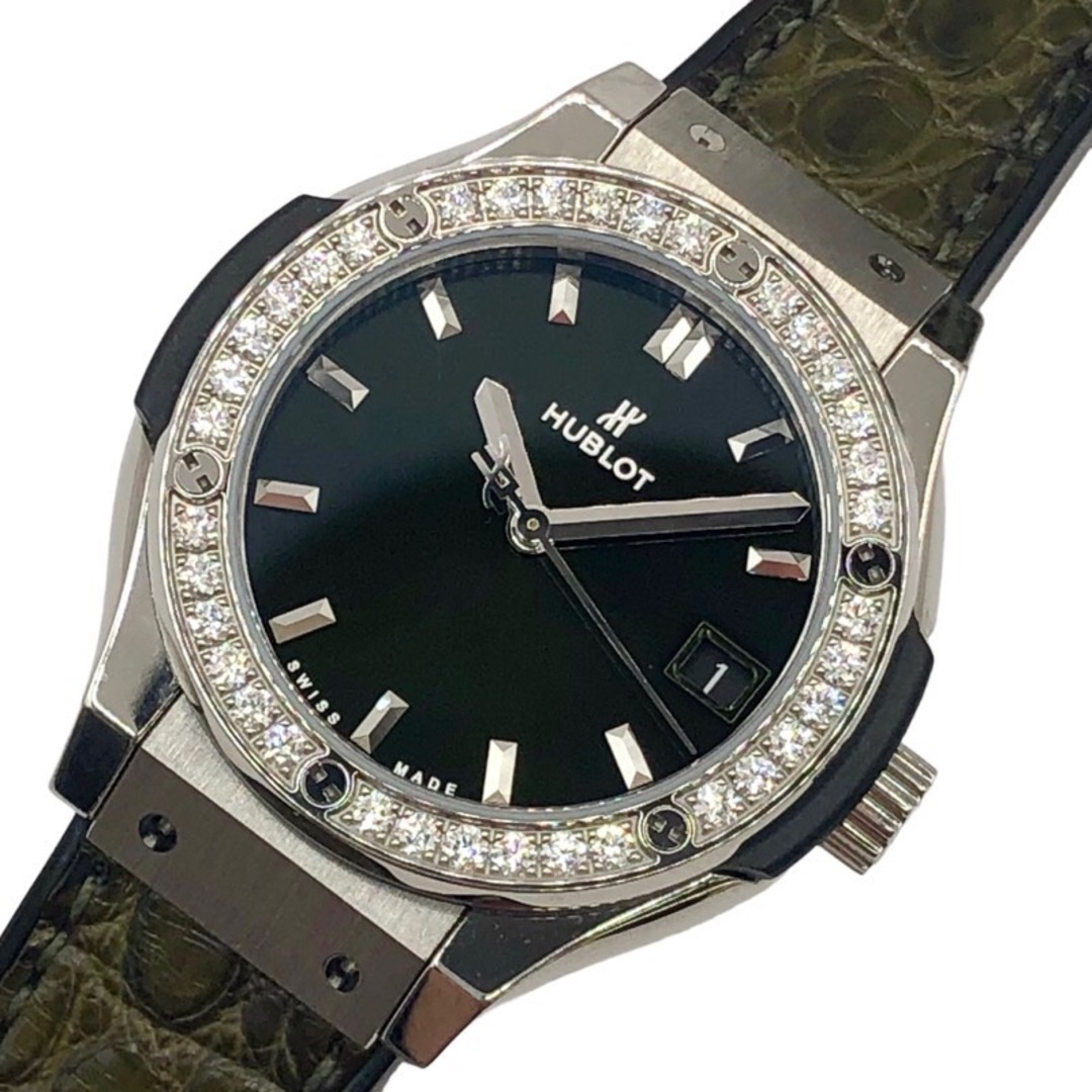 ウブロ HUBLOT クラシックフュージョン チタニウム グリーン ダイヤモンド 581.NX.8970.LR.1140 チタン レディース 腕時計