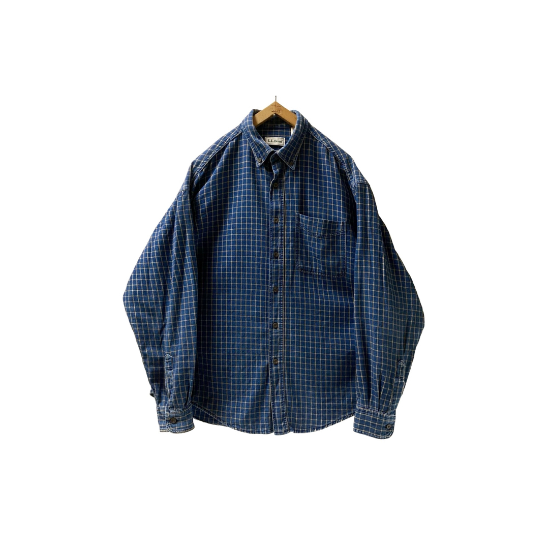 80's L.L.BEAN" INDIGO TWILL SHIRTSLLBeanの80