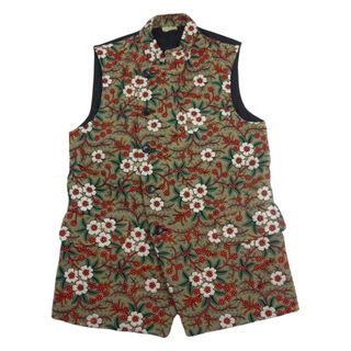 コムデギャルソンオムプリュス(COMME des GARCONS HOMME PLUS)のCOMME des GARCONS HOMME PLUS コムデギャルソンオムプリュス 18SS PA-V002 DISCO期 ディスコ期 花柄刺繍 前身切替 スタンドカラー ベスト ブラック系 XS【中古】(ベスト)