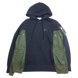 サカイ(sacai)のSacai サカイ 20AW CW2419-475 NRG HOODY MA-1 ドッキング パーカー カーキ系 M【中古】(パーカー)