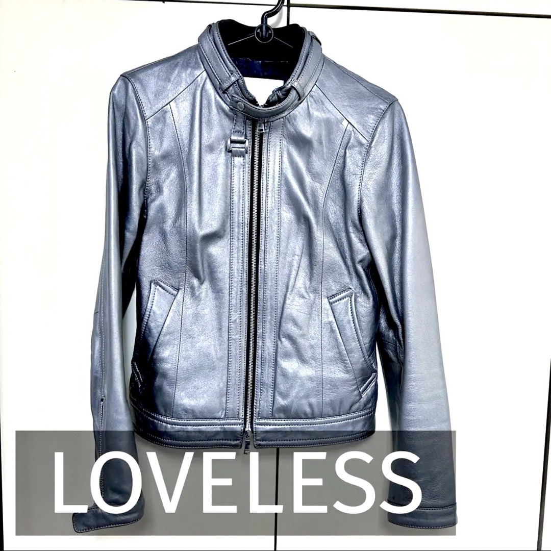 LOVELESS - LOVELESS レザージャケット 34 羊革 本革 シルバーの通販