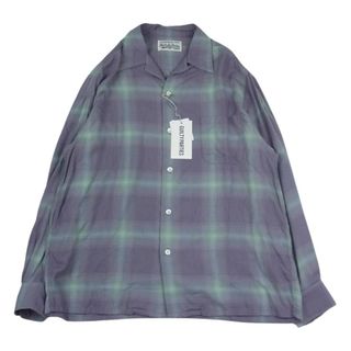 ワコマリア(WACKO MARIA)のWACKO MARIA ワコマリア 長袖シャツ 22SS OMBRE CHECK OPEN COLLAR SHIRT L/S TYPE-2 オンブレ チェック シャツ パープル系 M【中古】(シャツ)