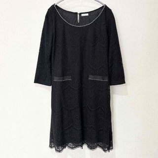 【美品】レディース ワンピース レース L 黒 (ひざ丈ワンピース)