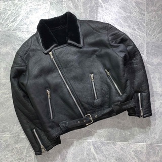 ポリーニ　レザージャケット　シングル　黒　ブラック　牛革　高級品　ショート丈