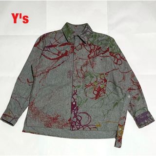 ワイズ(Y's)の【美品】Y's　ワイズ　総柄シャツ　変形シャツ　アシンメトリー　両面ポケット(シャツ)