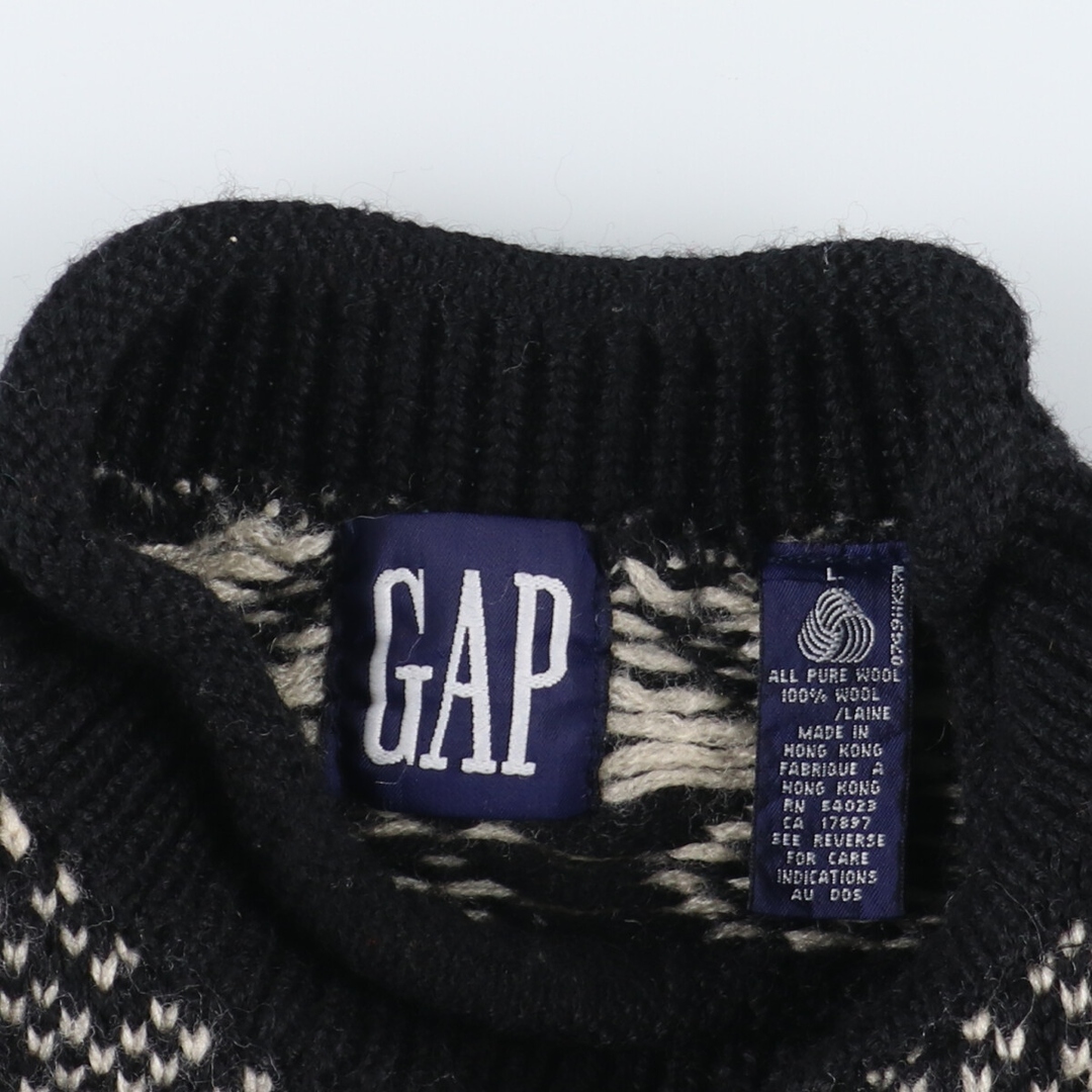 GAP - 古着 90年代 ギャップ GAP 総柄 ウールニットセーター メンズXL