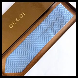 グッチ(Gucci)の2枚グッチ ネクタイ チェック柄 ブルー系(ネクタイ)