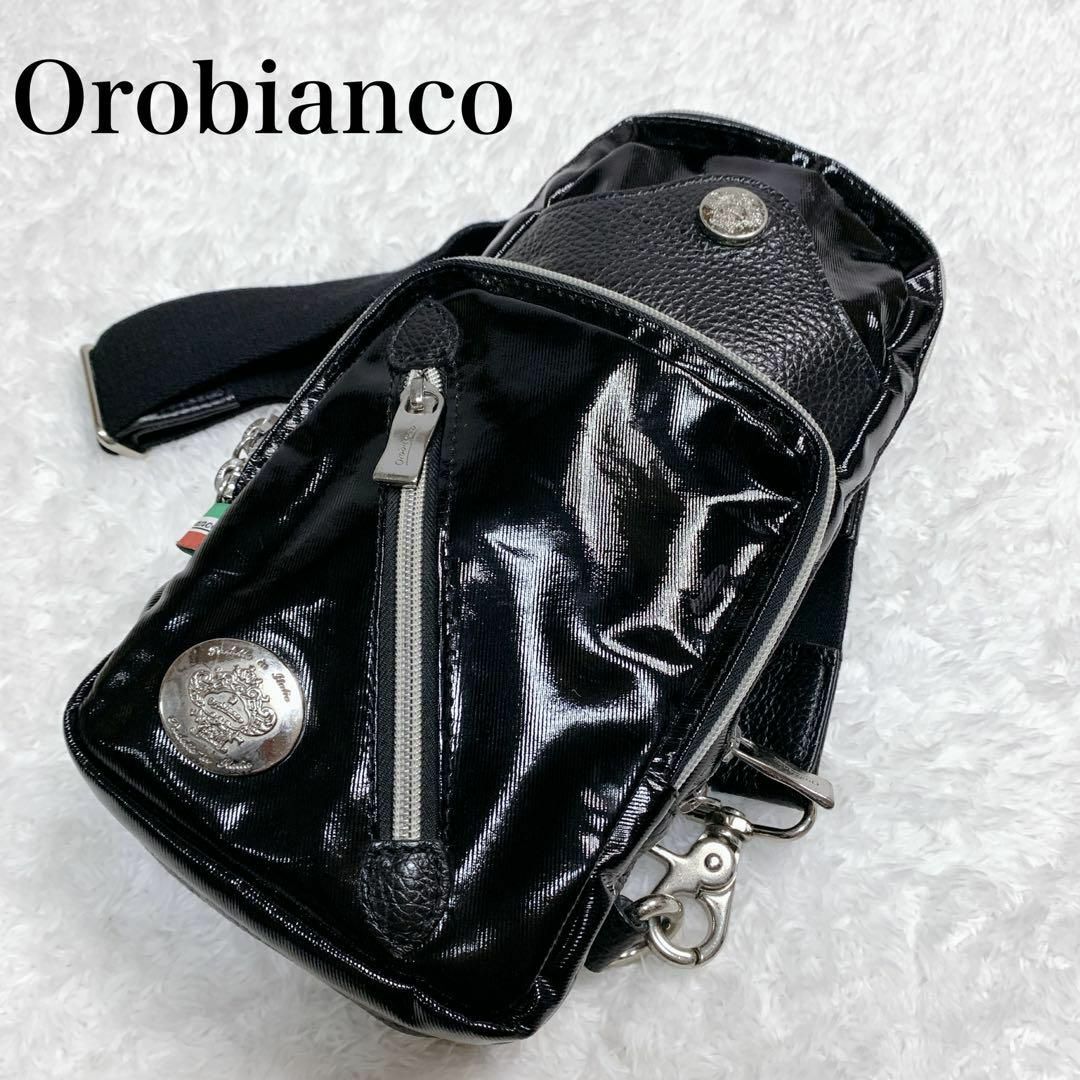 Orobianco - Orobianco ボディバッグ メンズ レザー エナメル ロゴ