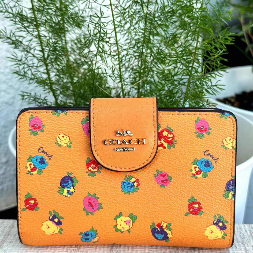 COACH - COACHビンテージローズ柄二つ折り財布ミニ財布