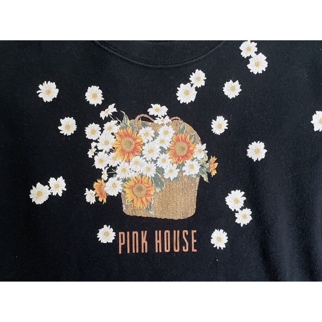 PINK HOUSE(ピンクハウス)の【希少】PINK HOUSE スウェット　トレーナー　ワッペン 花束 L ロゴ レディースのトップス(トレーナー/スウェット)の商品写真