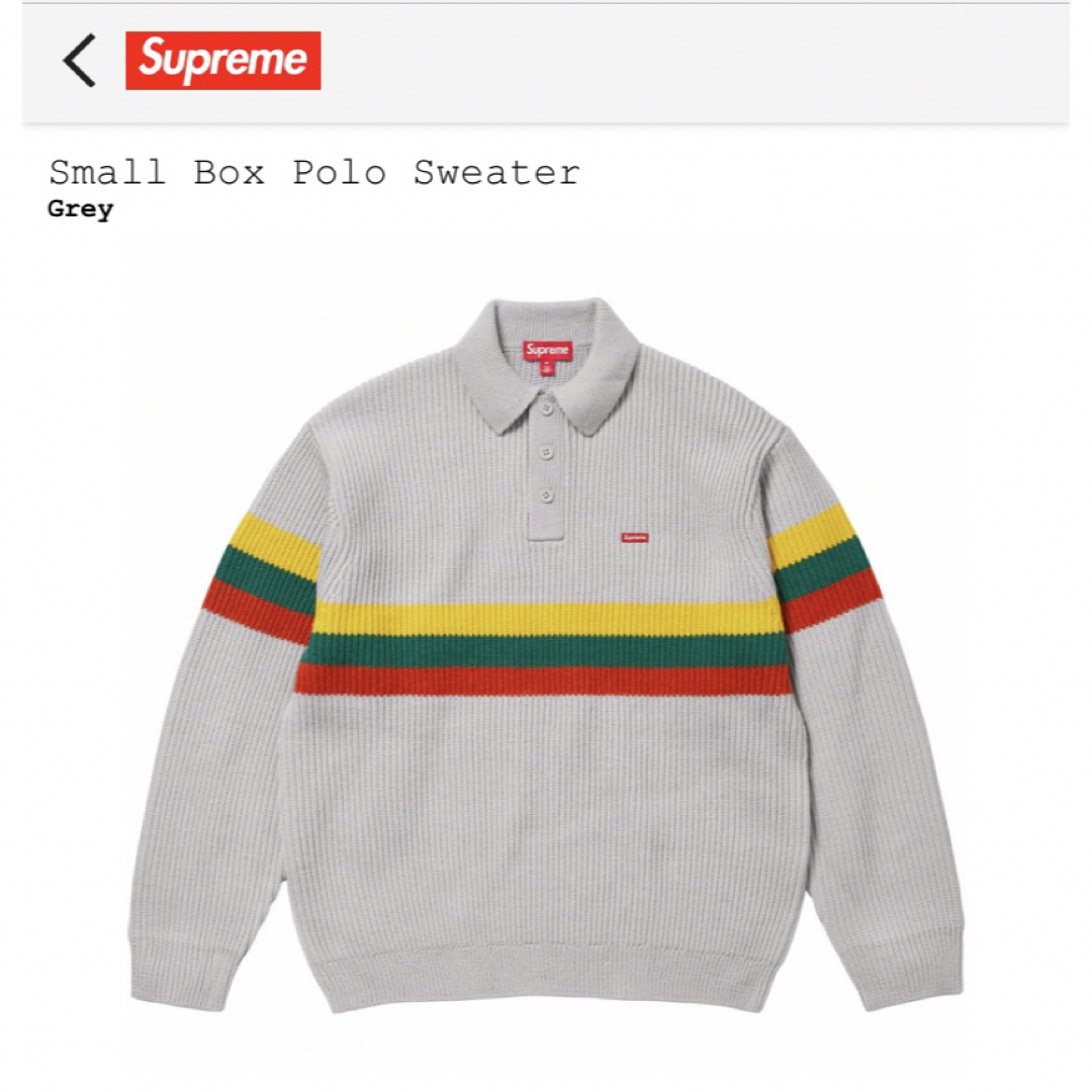 ニット/セーターSupreme Small Box Polo Sweater "Grey"