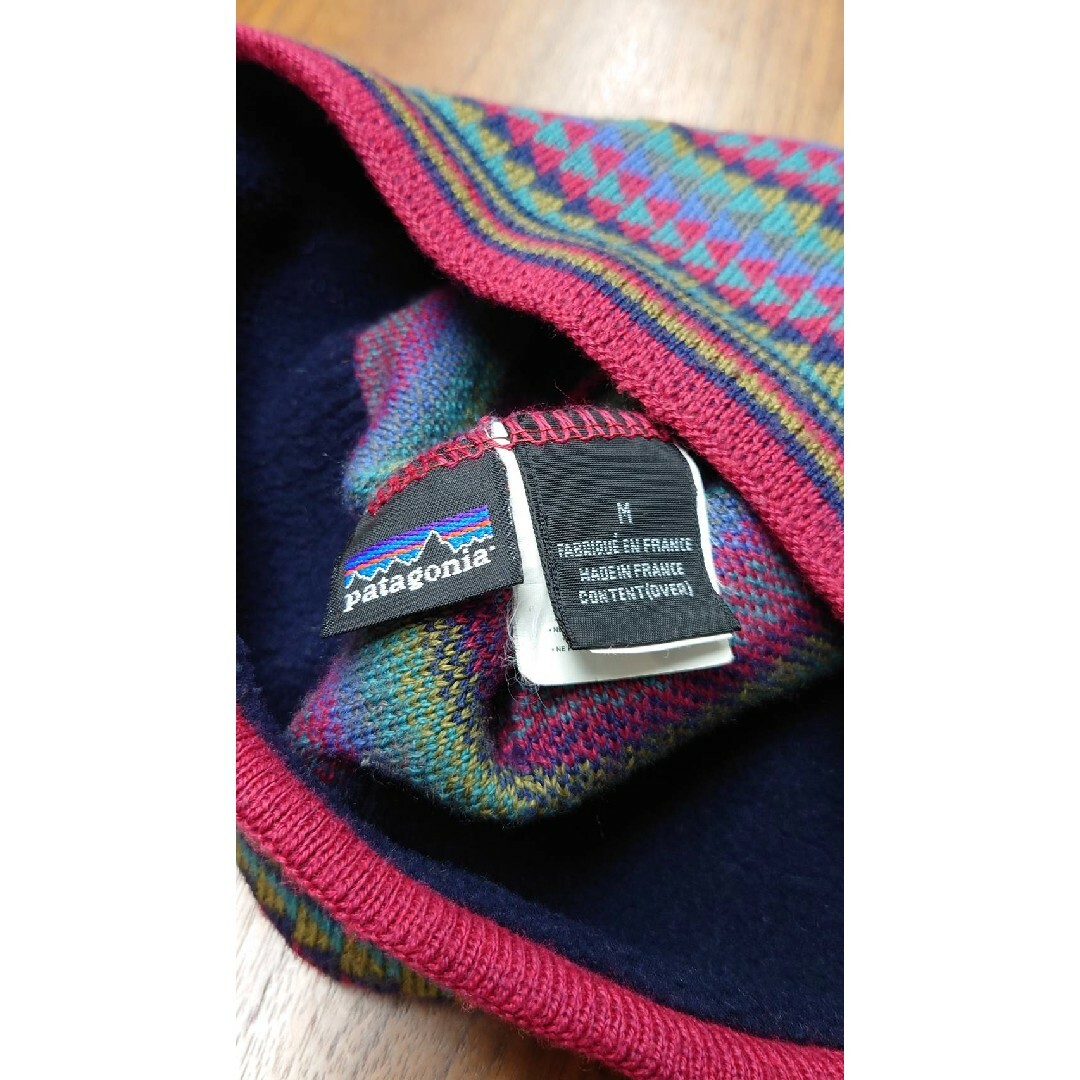 90’s patagonia フランス製 総柄 ビーニー ニット キャップ帽子