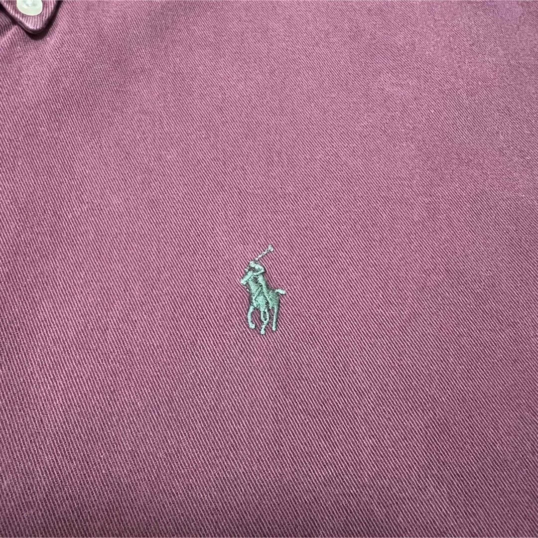 Ralph Lauren(ラルフローレン)のラルフローレン☆ワンポイント刺繍ロゴチノボタンダウンシャツ 90s ワインレッド メンズのトップス(シャツ)の商品写真