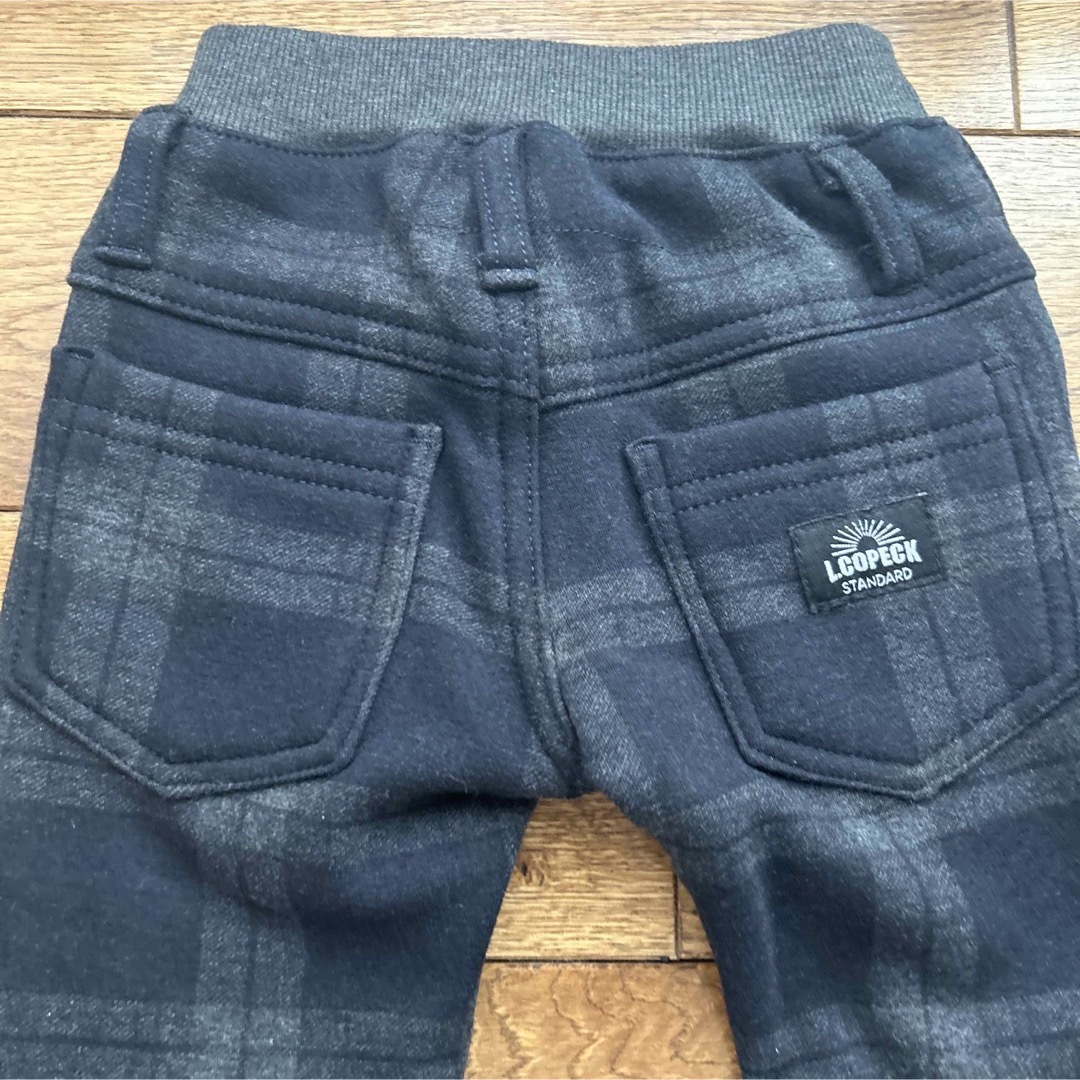 NAKANO(ナカノ)の【裏起毛パンツ】100㎝　黒×チャコールグレー　チェック柄　未使用品 キッズ/ベビー/マタニティのキッズ服男の子用(90cm~)(パンツ/スパッツ)の商品写真