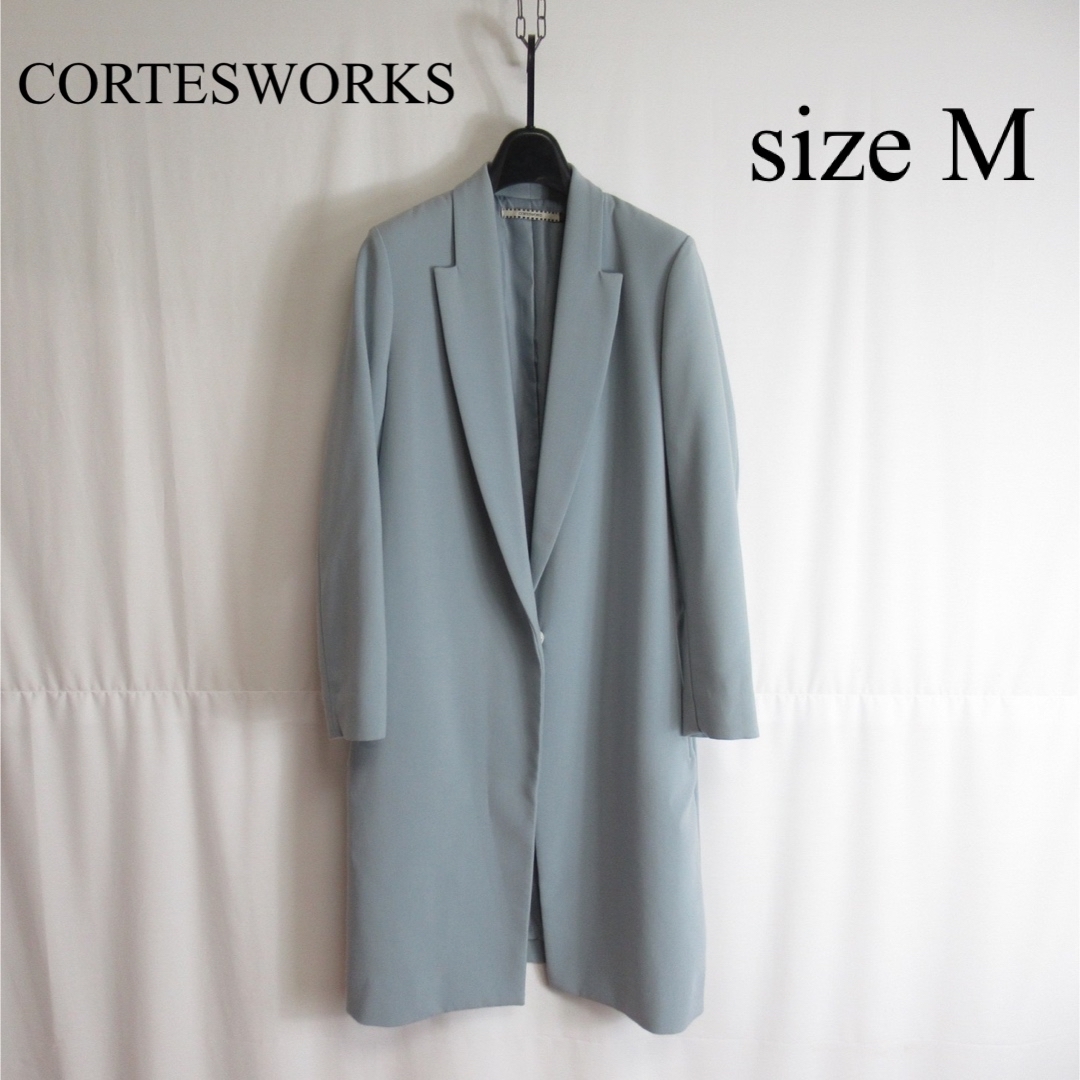 CORTES WORKS(コルテスワークス)のCORTESWORKS ジャージー チェスター コート アウター ジャケット M レディースのジャケット/アウター(チェスターコート)の商品写真