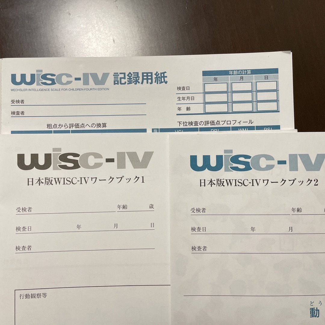 WISC-Ⅳ 記録用紙 3点セット インテリア/住まい/日用品の文房具(その他)の商品写真