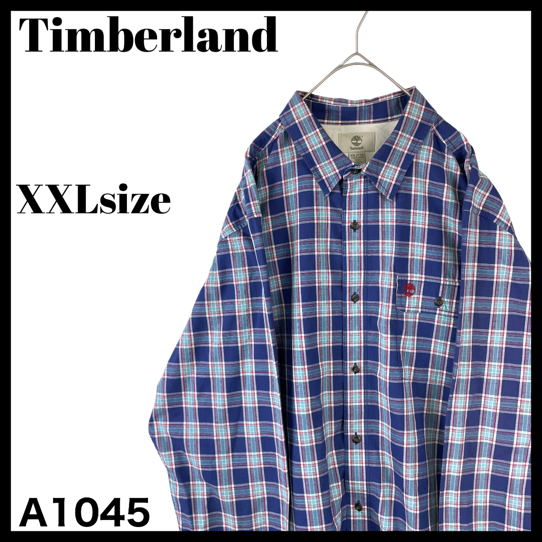 Timberland(ティンバーランド)のビッグサイズ ティンバーランド 長袖シャツ チェック 青系 ワンポ メンズのトップス(シャツ)の商品写真