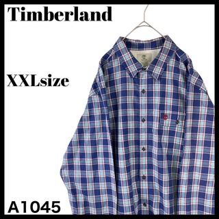 ティンバーランド(Timberland)のビッグサイズ ティンバーランド 長袖シャツ チェック 青系 ワンポ(シャツ)