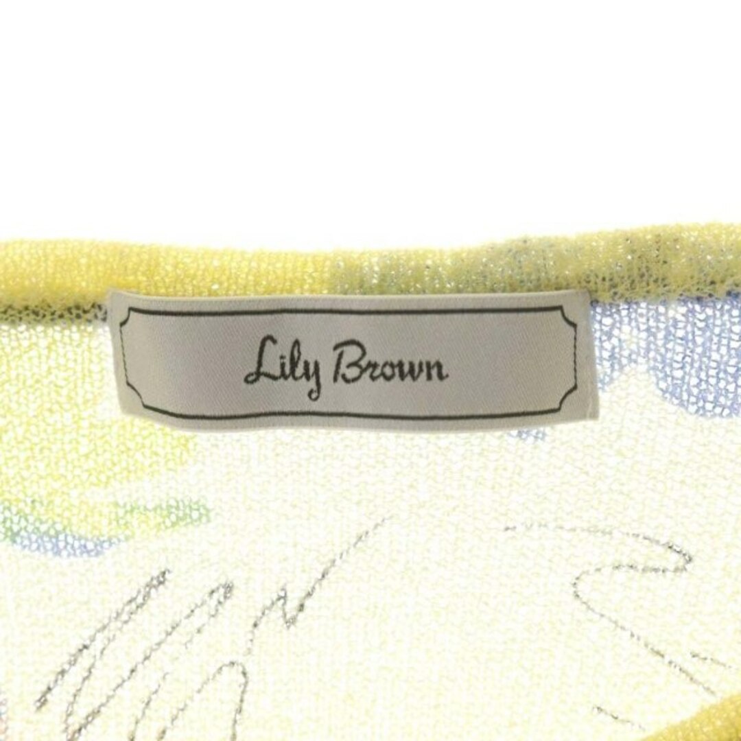 Lily Brown(リリーブラウン)のリリーブラウン フラワー柄クルーネックニット 長袖 シースルー F 黄色 レディースのトップス(ニット/セーター)の商品写真