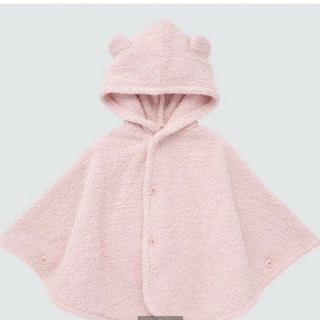 ユニクロ(UNIQLO)の新品 子供服 長袖 ユニクロ フリースポンチョ ピンク 70-80(その他)