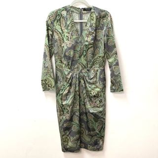 極美品 ETRO カシュクール 長袖ワンピース ペイズリー 花柄 ベルト 44