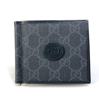 グッチ(Gucci)のグッチ GUCCI インターロッキングG カードケースウォレット 700686 GG マネークリップ 日本限定  2つ折り財布 GGスプリームキャンバス ブラック 美品(折り財布)